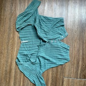 Free people crop button down shirt green ribbed
